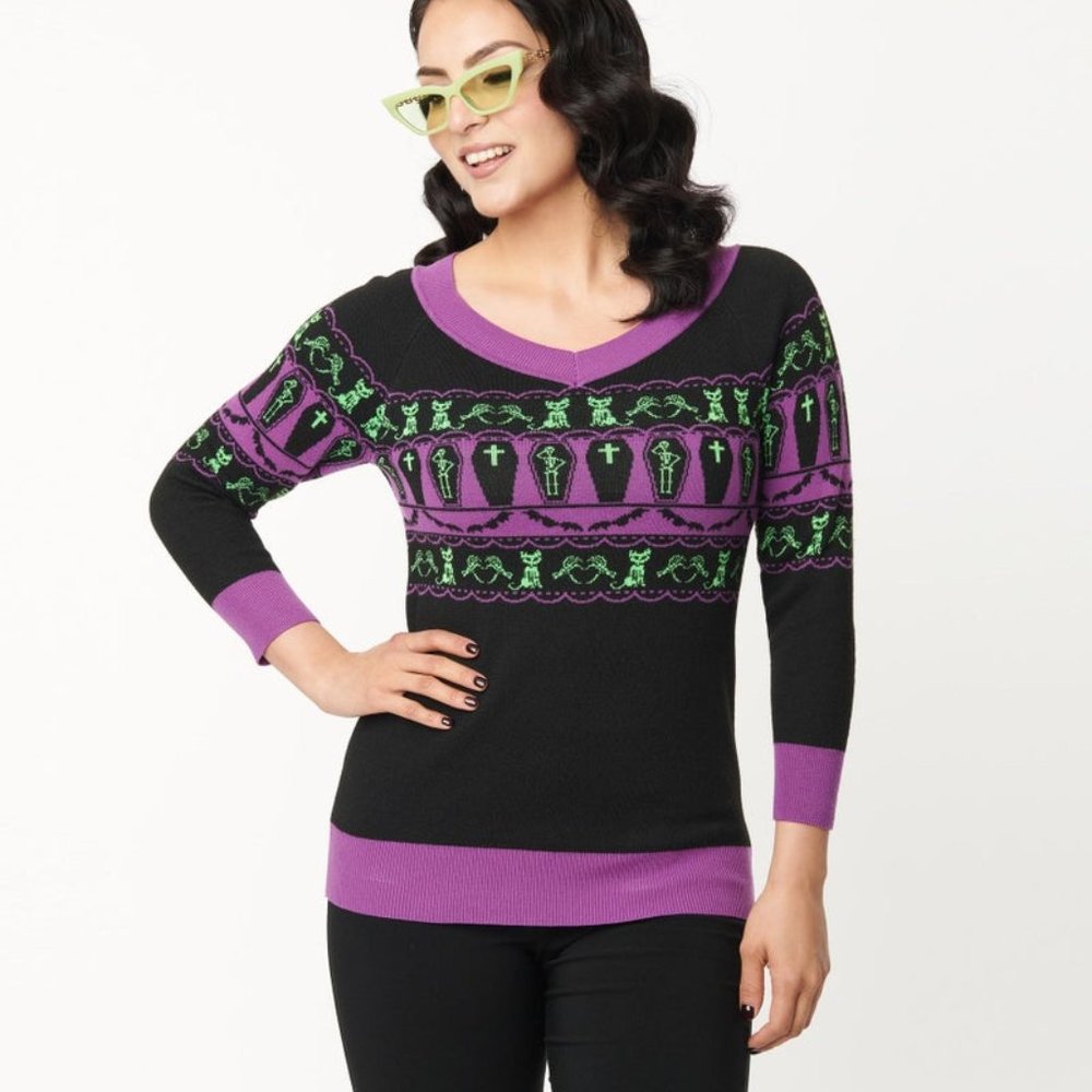 NWT Halloween Fair Isle Pattern Scully Sweater by Unique Vintage